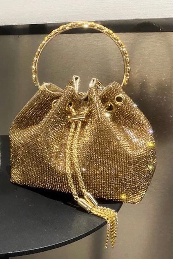Mini Vsling Handbag With Rhinestones for Woman in Aquamarine