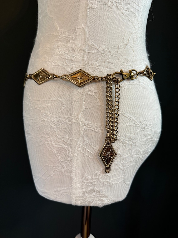 X-long Disc Belt, Gold, Antique Brass, Silver Metal Disc  display picture 2