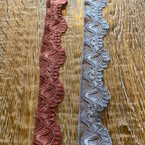 3cm breite Stretch-Spitze, malvenfarben, stahlgrau, Dessous, Unterwäsche, Kleidung, Spitze