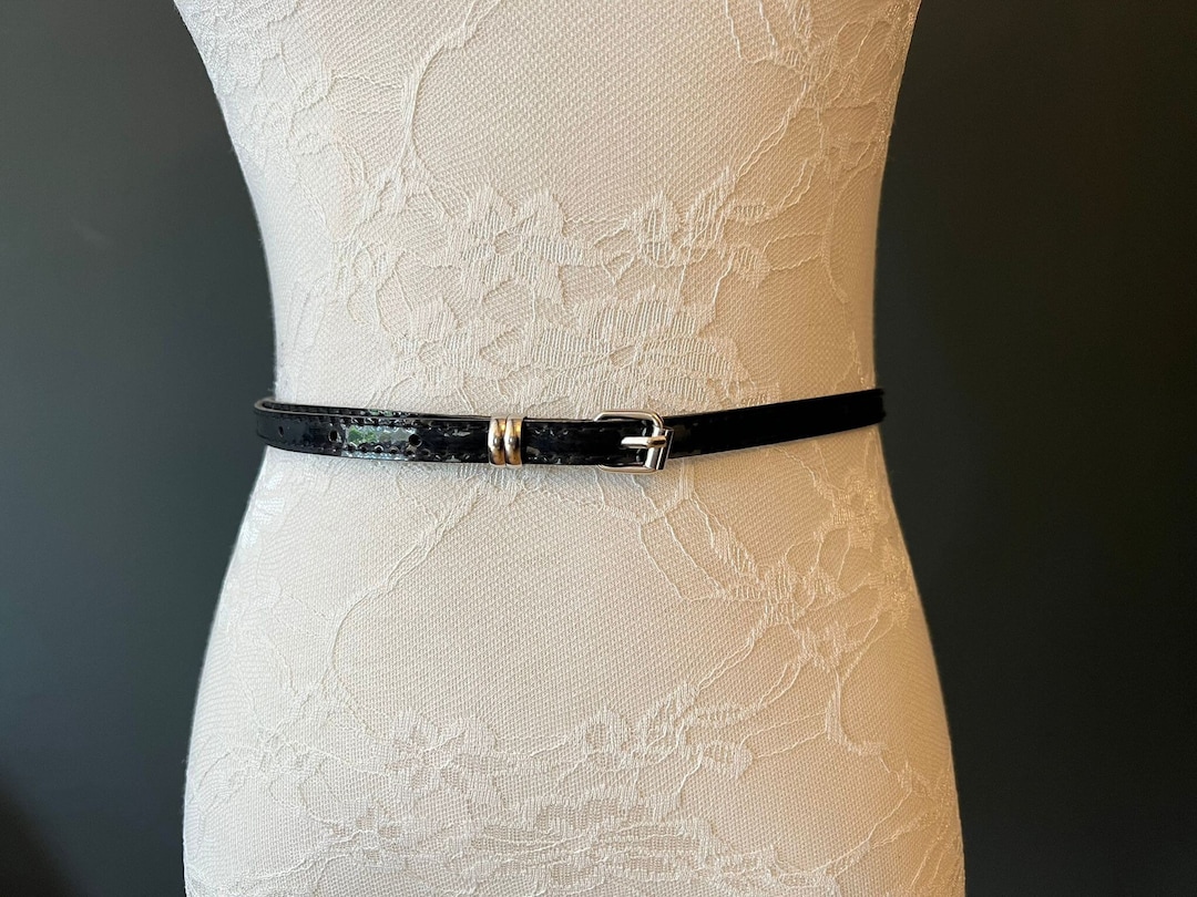 Belt, Patent Black Skinny Belt, 1cm Wide Belt, Fashion Belt, 100cm