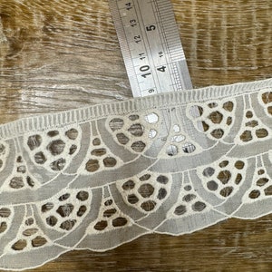 Encaje de 3,5", encaje, blanco, 8,5 cm de ancho, encaje ancho y hermoso, ribete de encaje crema, vestidos, ropa, muebles, artesanías