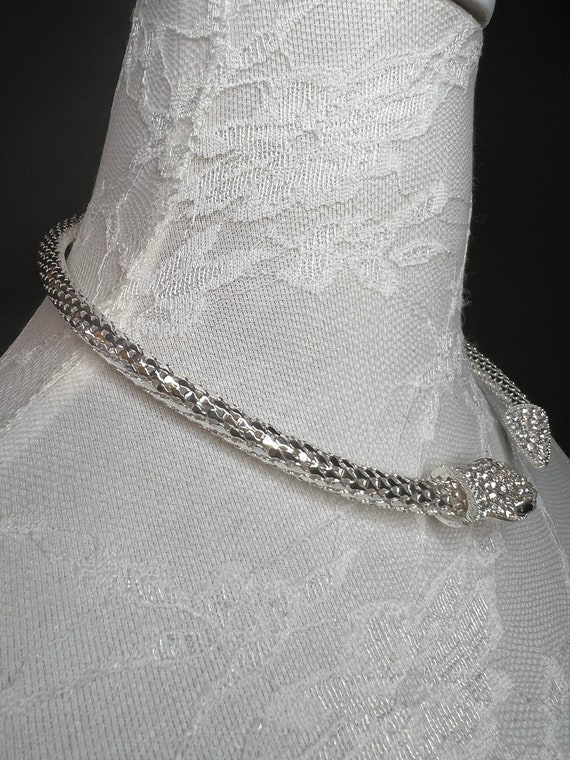 Andelaisi Collana girocollo a serpente a strati stile boho, collana con ciondolo a serpente, catena in argento, stile punk stereoscopico serpente