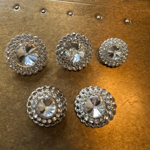 Boutons avec tige en strass bijoux et strass, Finition argentée, Boutons à coudre 17 mm-27 mm, Boutons de mariée, Boutons premium faits main image 8