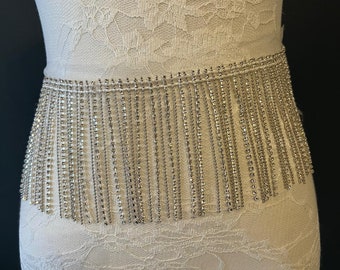 9cm Wide, Diamanté Fringe Trim, Rhinestone Fringe Silver Crystals, Fashion Fringe, Diamanté & Ball Trim, Rhinestones, 3.5” Wide, Gold,Silver