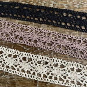 45mm Wide Cotton Lace, Black, Ecru, Mocha Cotton Lace Trim