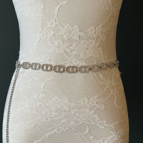 X-Long Belt, Rhinestone Belt, Fashion Belt, Plus Sizes, Diamanté Belts, High Quality Belt, Chain Belts, UK Size 4-32, Gold, Silver