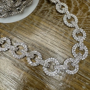 Catena di diamanti, Diamanté, Alta qualità, Strass, Strass argento, Cristallo diamantato, Rifiniture gioiello