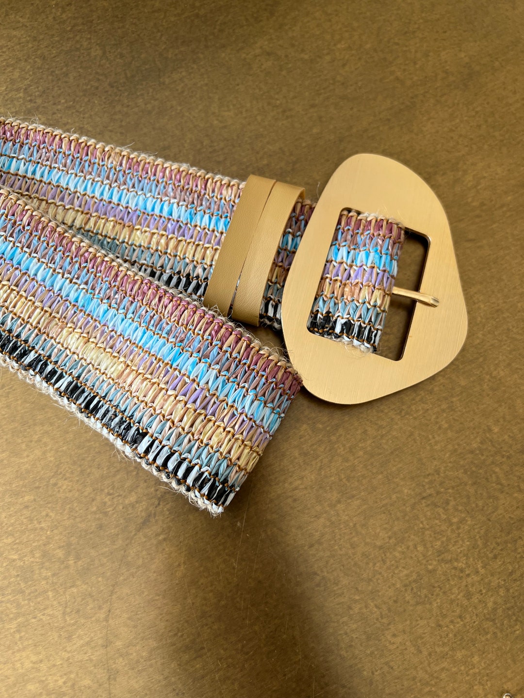 Multicolor Raffia Boho Belt, Elasticated Vintage Style - Etsy