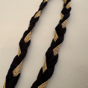 Plaited Cord, Black Gold Lurex Cord, Soft Luxurious Design, Made in UK, Crafts, Clothing, Swimwear, Sewing, Resort, Theatre, Shows, Costumes
