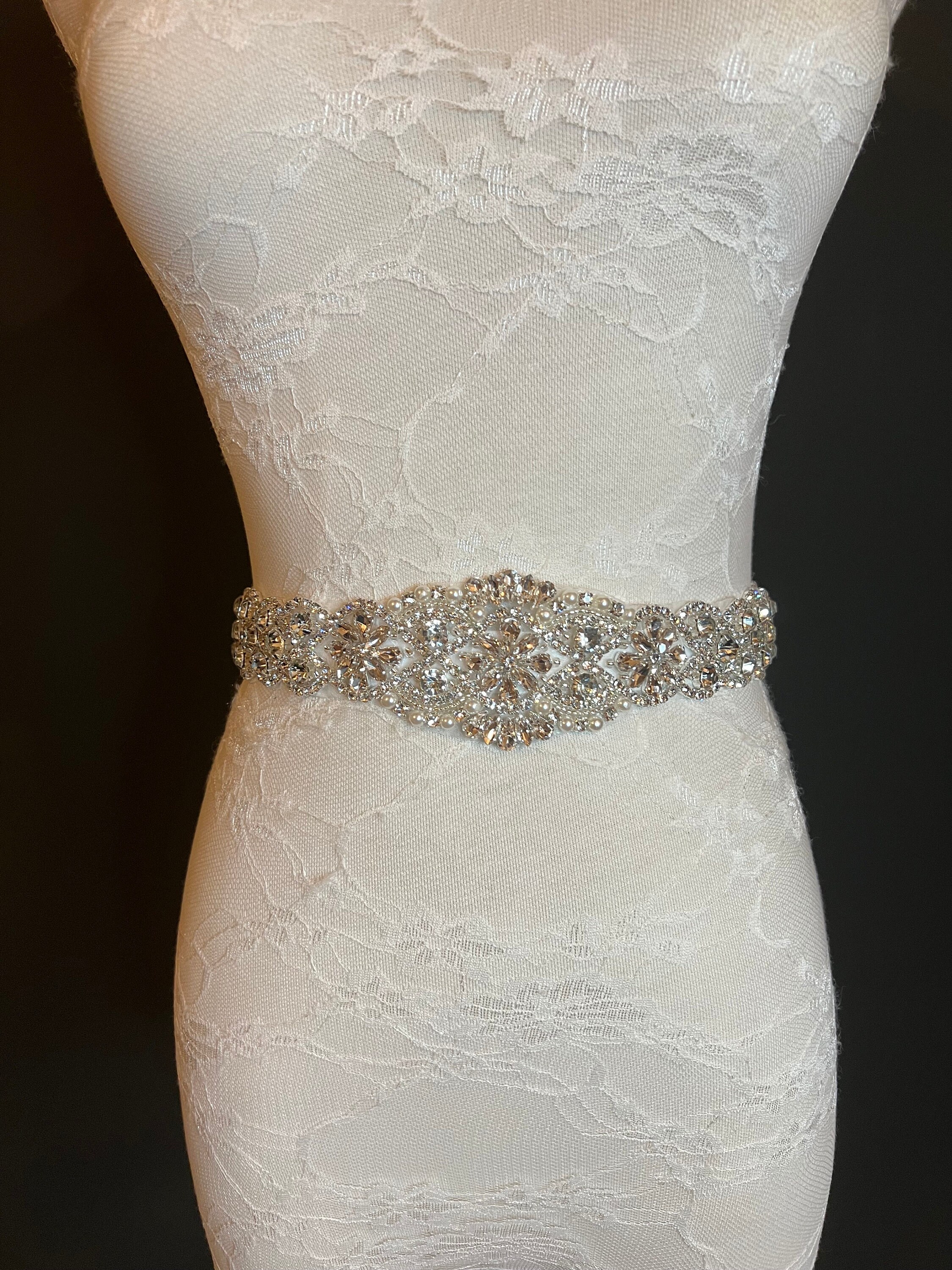 Wedding Dress Sash Belt Waist Tie White Cream Satin Crystal Bride Rhinestones Crystal Belt In Bridal Belts & Sashes for sale | eBay main image 3