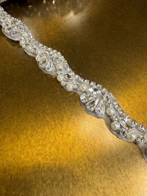 Rhinestone Pearl Diamante Trim Wedding Dress Bridal Belt Bridalwear Wedding Dresses Bead Applique Silver Sew On Iron On 2cm Wide Etsy Canada