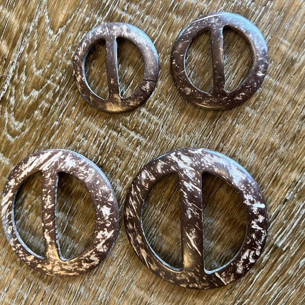 Real Coconut Buckles 70mm, 45mm, Boho Wooden Buckles, Natural Coconut Buckles, Cinch Buckle