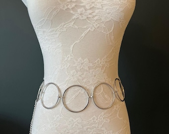 X-long Belt, Ring Belt, Silver Rings Belt, Chain Belt, Fashion Belt, 4cm Rings, 5cm Rings, 6cm Rings, UK Size 4-36