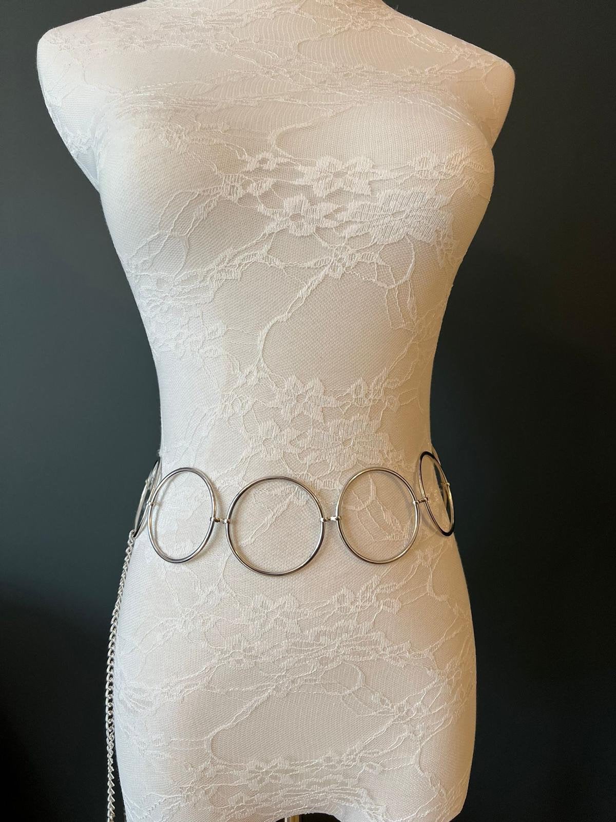 X long Belt Ring Belt Silver Rings Belt Chain Belt Fashion