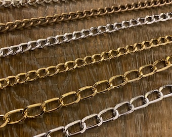 Lightweight Aluminum Metal Chain, Gold, Silver, Antique Brass, Per Metre