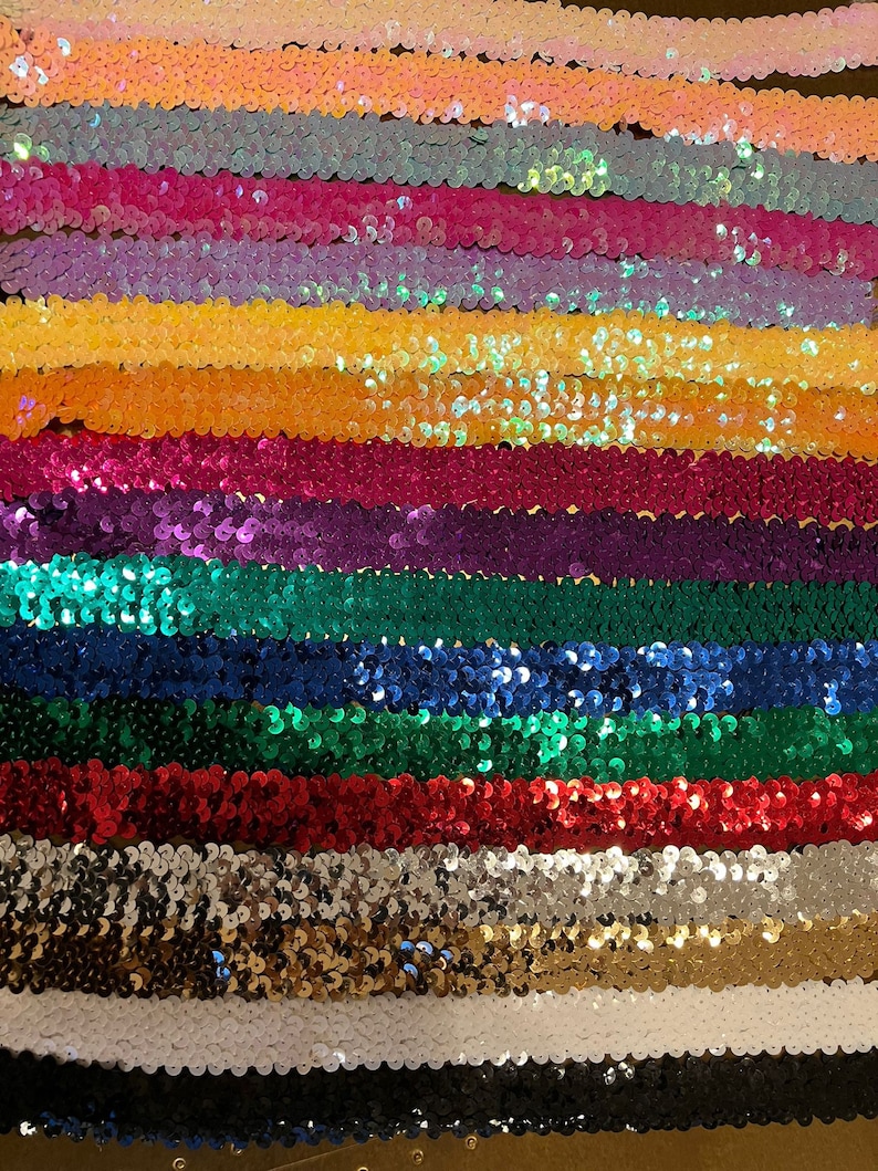 3cm Wide, 3 Row Stretch Sequin Trim, Colours, Craft,costume ...