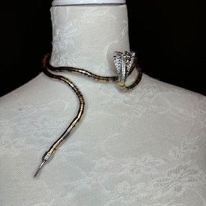 Snake Necklace, Choker Necklace, Rhinestone Snake, Gold Silver Mix, Premium Quality, FAN Design, Accessory, Gift, Arm Jewellery, Festival