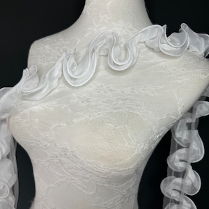 Ruban à volants de 2,5 pouces de large, volants élégants, bordure en dentelle, noir, ivoire, facile à coudre, coudre de la dentelle à volants en organza, robes, conception de fans, mode de fans