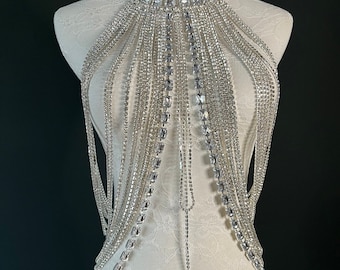 Rhinestone Body Chain, Diamanté Costume, Club Wear, Festival, Exclusive ...
