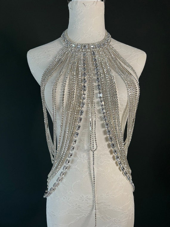Rhinestone Body Chain, Diamanté Costume, Club Wear, Festival, Exclusive  Design, Body Jewellery, Elegant Body Jewllery, FAN Design 