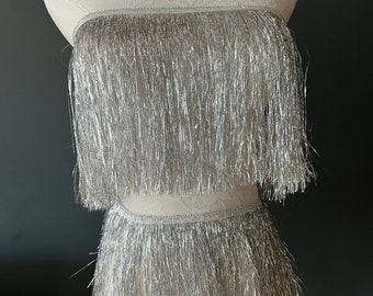 8” Wide Silver Fringe, Silver, 15 Colours, Dance Costume Accessory, Silver Fringe, Clothing, Crafting, High Quality