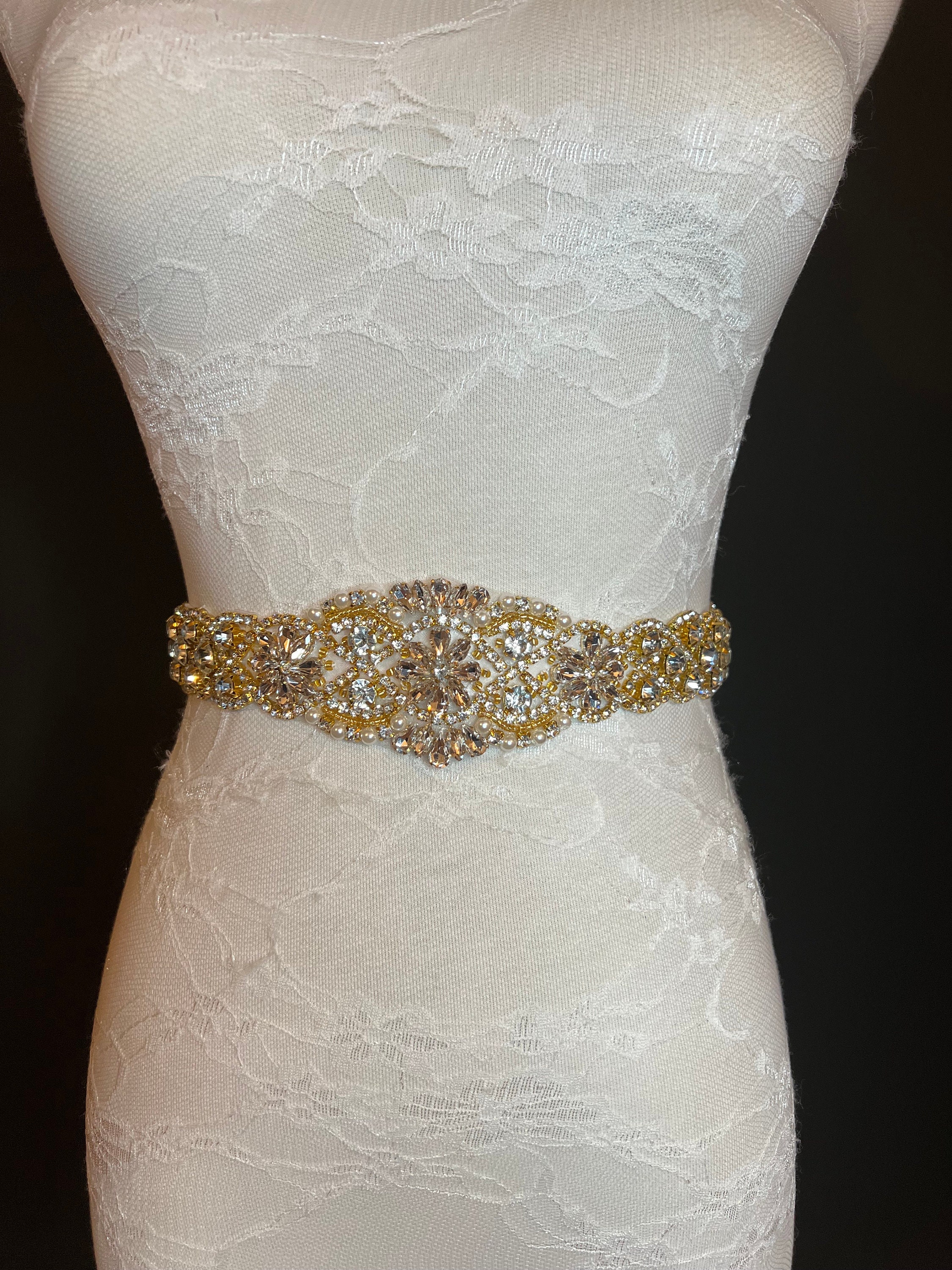 Cintura da sposa con strass di cristallo Cintura da sposa fatta a mano