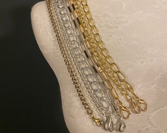 Chain Straps, Metal Chain Straps, Shoulder Straps, Gold, Silver, Antique Brass, Hand made, Bespoke Sizes, Lobster clasp Chain, 50+sizes