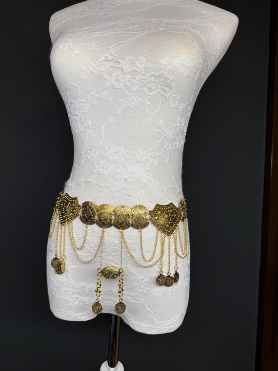 Handmade Antique Gold Disc Belly Chain: Festival Costume  display picture 3