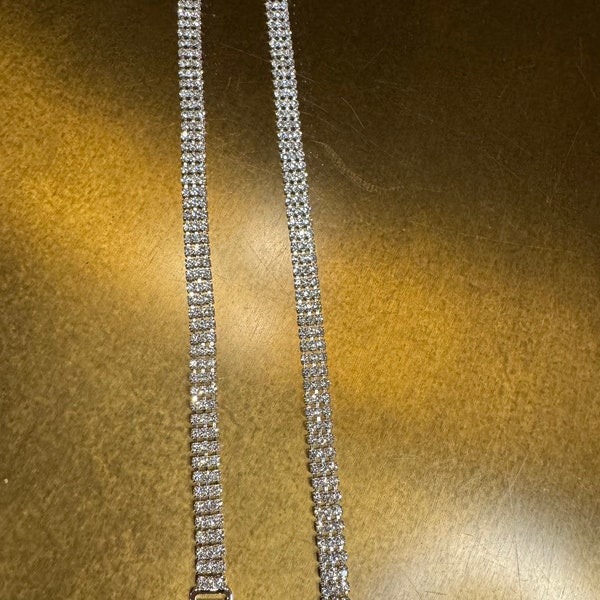 1pc, Rhinestone Bra Straps, Detachable 4 Row Diamanté Bra Straps, Silver Colour Rhinestone Bra Strap Replacement, 9” Long 17”