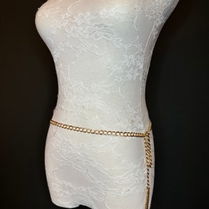 X-long Textured Chain Belt, Gold, Metal Chain Belt, Teen Sizes, Size 18”-60”, Fan Design, Fan Collection, Gold, Metal, Fashion Accessory