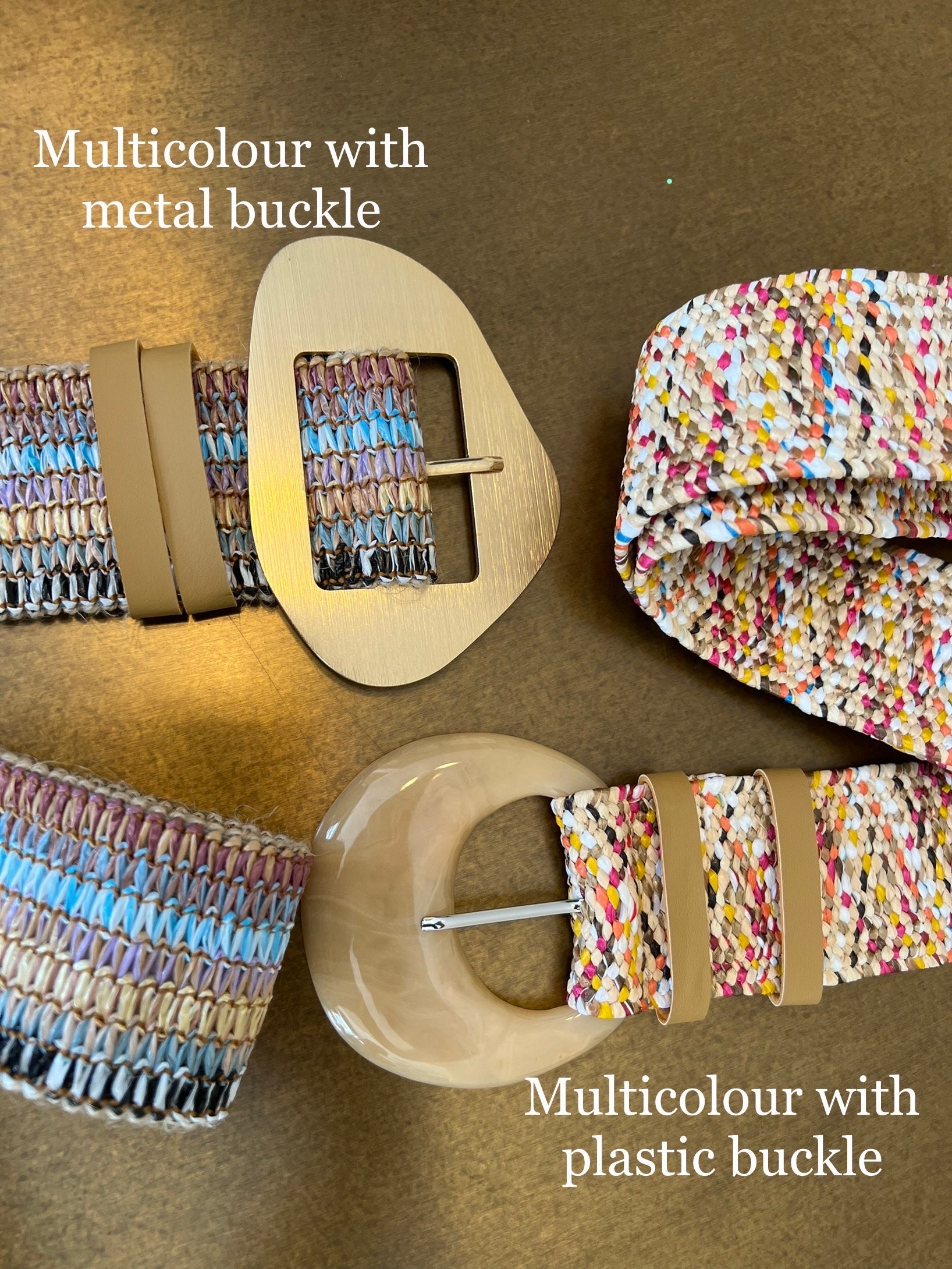 Multicolor Raffia Boho Belt, Elasticated Vintage Style - Etsy