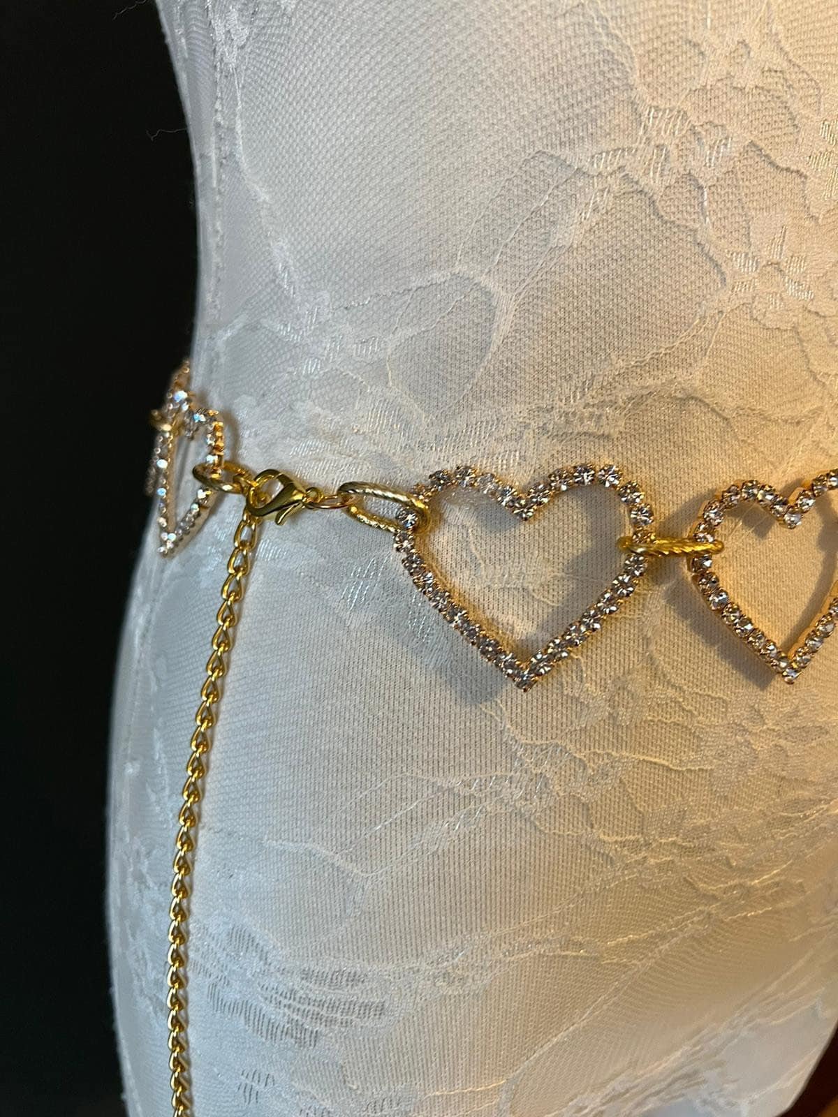 X-long Belt, Rhinestone Heart Belt, Diamanté Belt, Fashion, Hearts