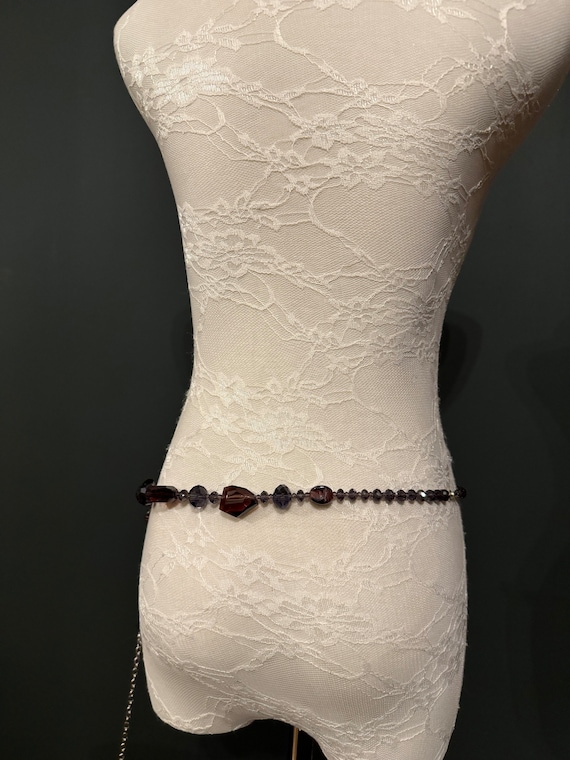 beaded dress belt V-Neck Sleeveless Beaded Belt Chiffon A-Line Evening Dress