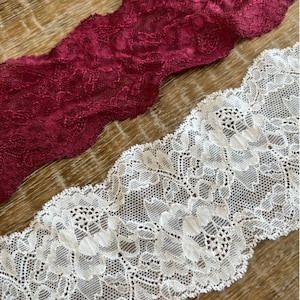 Pizzo, pizzo largo 3", pizzo elasticizzato di alta qualità, sposa, abito, pizzo lingerie, nero, marrone, avorio, marrone