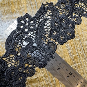 Adorno de encaje de columna, negro, encaje, encaje suave, 10 cm (4”) de ancho, encaje de calidad, vestidos, ropa, encaje artesanal, blusas, vestidos, lencería