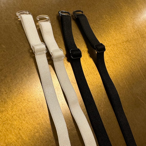 Detachable Bra Straps, Black, Ivory, Dress Bra Straps, 10mm Wide Removable Bra Straps