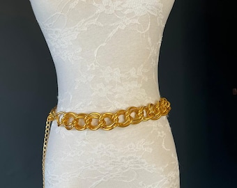 X-long Chunky Chain Belt, Cintura a catena pesante, Argento, Oro, Cintura alla moda, Taglie UK 2-36