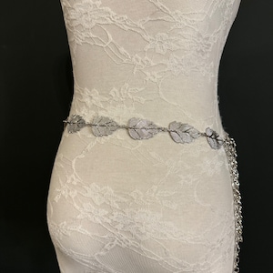 X-Long Leaf Chain Belt, Metal Leaf Design, Swimwear, Dresses, FAN Design, Belt, Dress Belt, Gift, Silver, Gold, Bridal