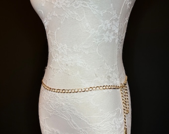 Gold Tone Multi Size Ring Chain Belt Adjustable Hook Clasp  display picture 3