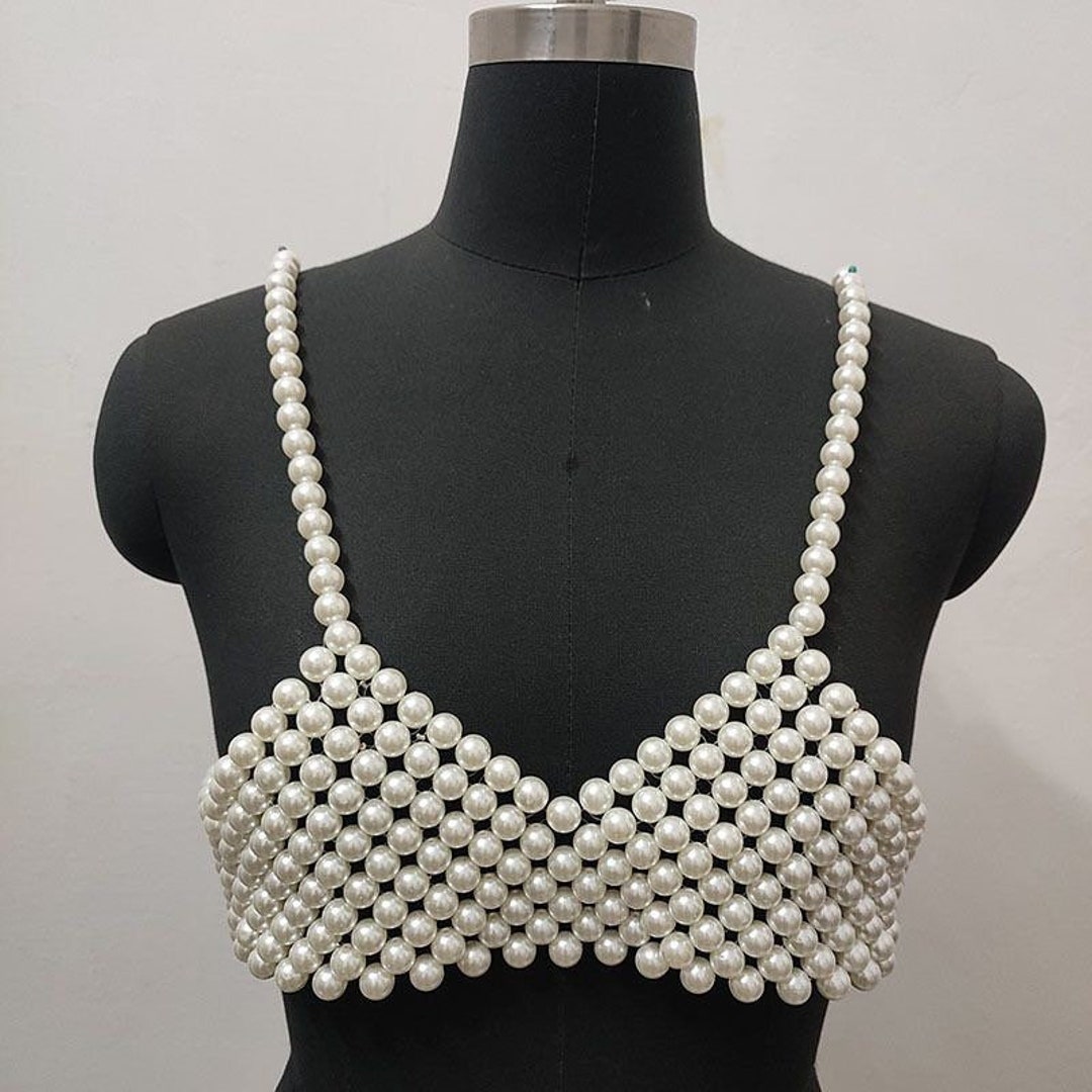Pearl Bra Handmade Pearl Bra Fashion Statement Bra Etsy