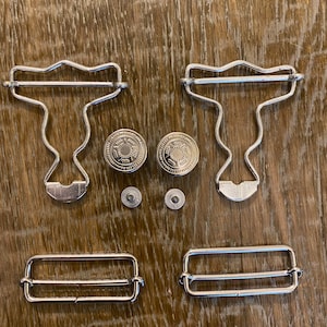 Dungaree Set, Clip, Overalls Buckle with adjustable Slider and Button, Silver, Jumpsuits