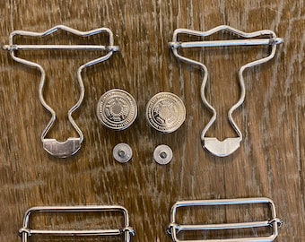 Dungaree Set, Clip, Overalls Buckle with adjustable Slider and Button, Silver, Jumpsuits