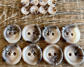 6pcs, Horn Button, 25mm, 15mm, 12mm, 2 Hole Horn Buttons, Beige, Brown, Buttons