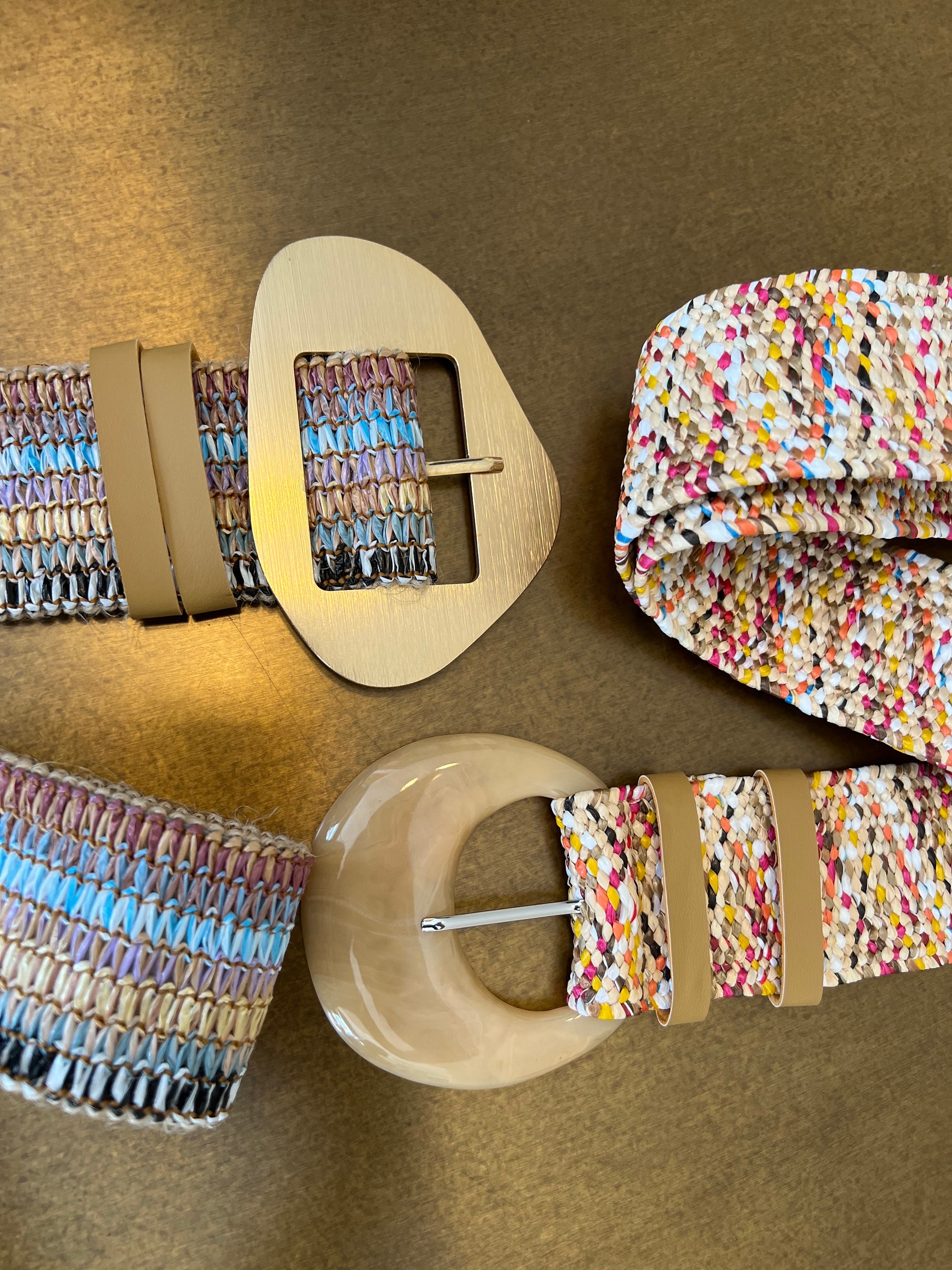 Multicolor Raffia Boho Belt, Elasticated Vintage Style - Etsy display picture 1