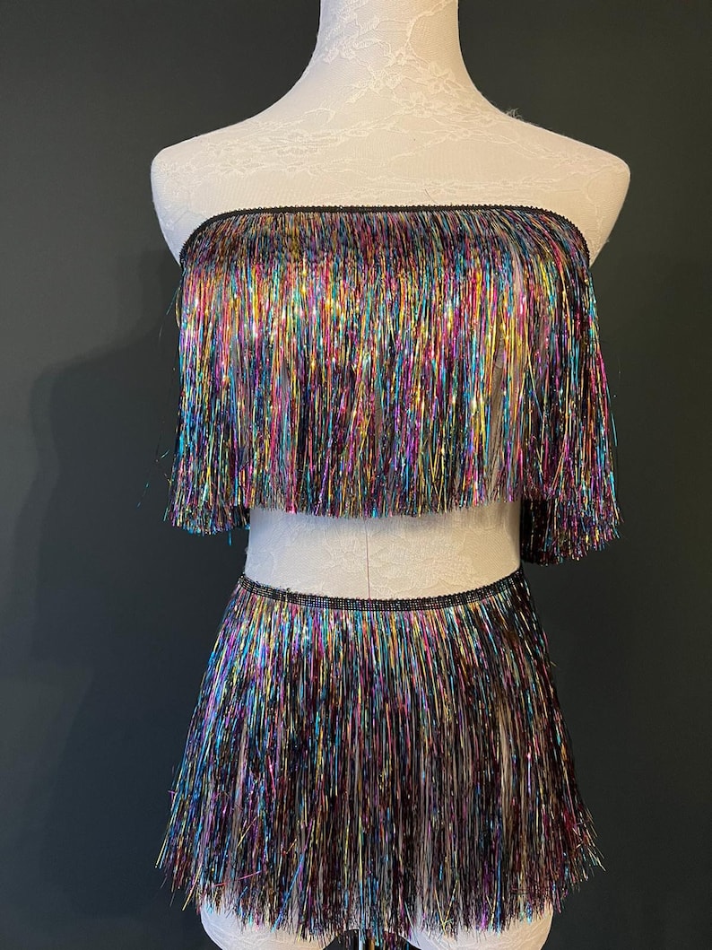 8” Multi-Colour Tinsel Fringe, High Dense Quality, Dance Costume Trimming, 17 colours