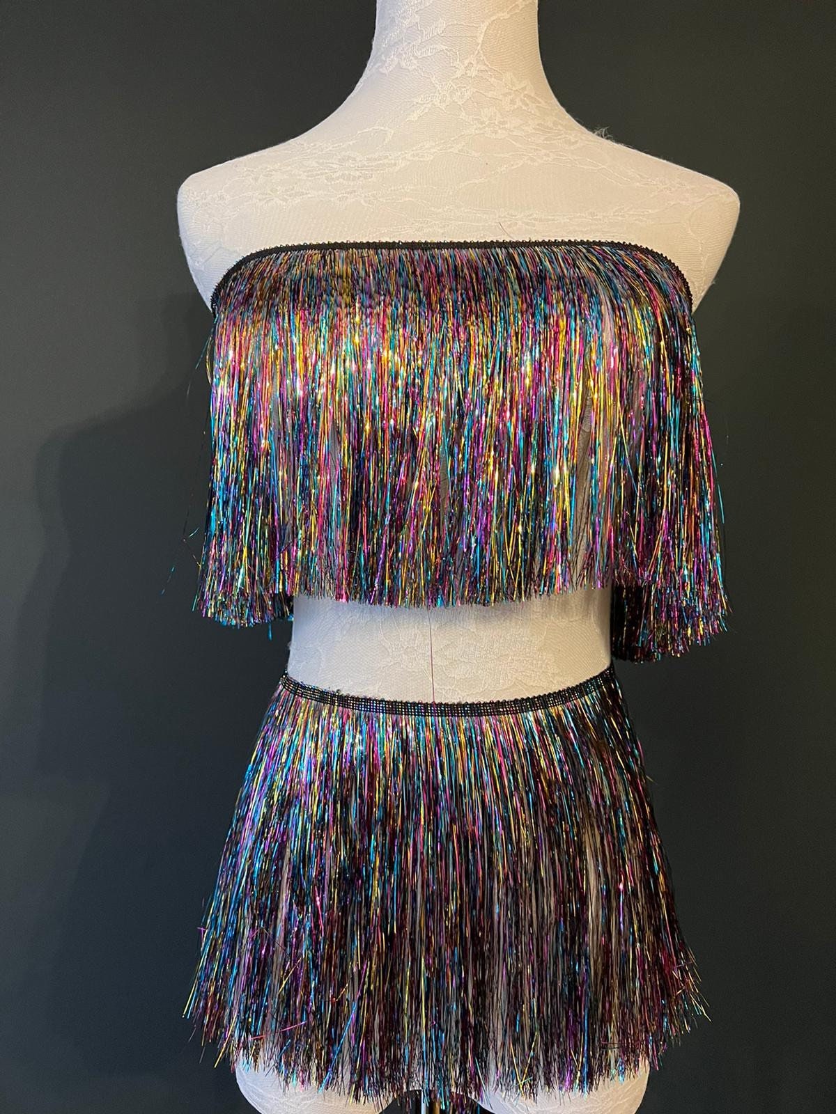 Fringe clearance skirt multicolor