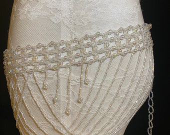 Beaded Belt, 6” Wide Fringe Bead Belt, Iridescent Bead Belt  display picture 1