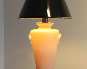 Very particular pink Murano glass table lamp, Italy 1950s