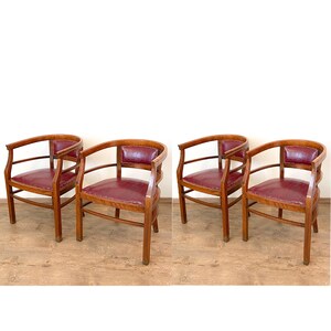 Set of 4 Art Deco wooden cockpit chairs, Italy 1940s