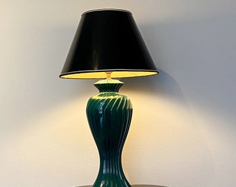 Table lamp in green lacquered porcelain, Italy, 1970s